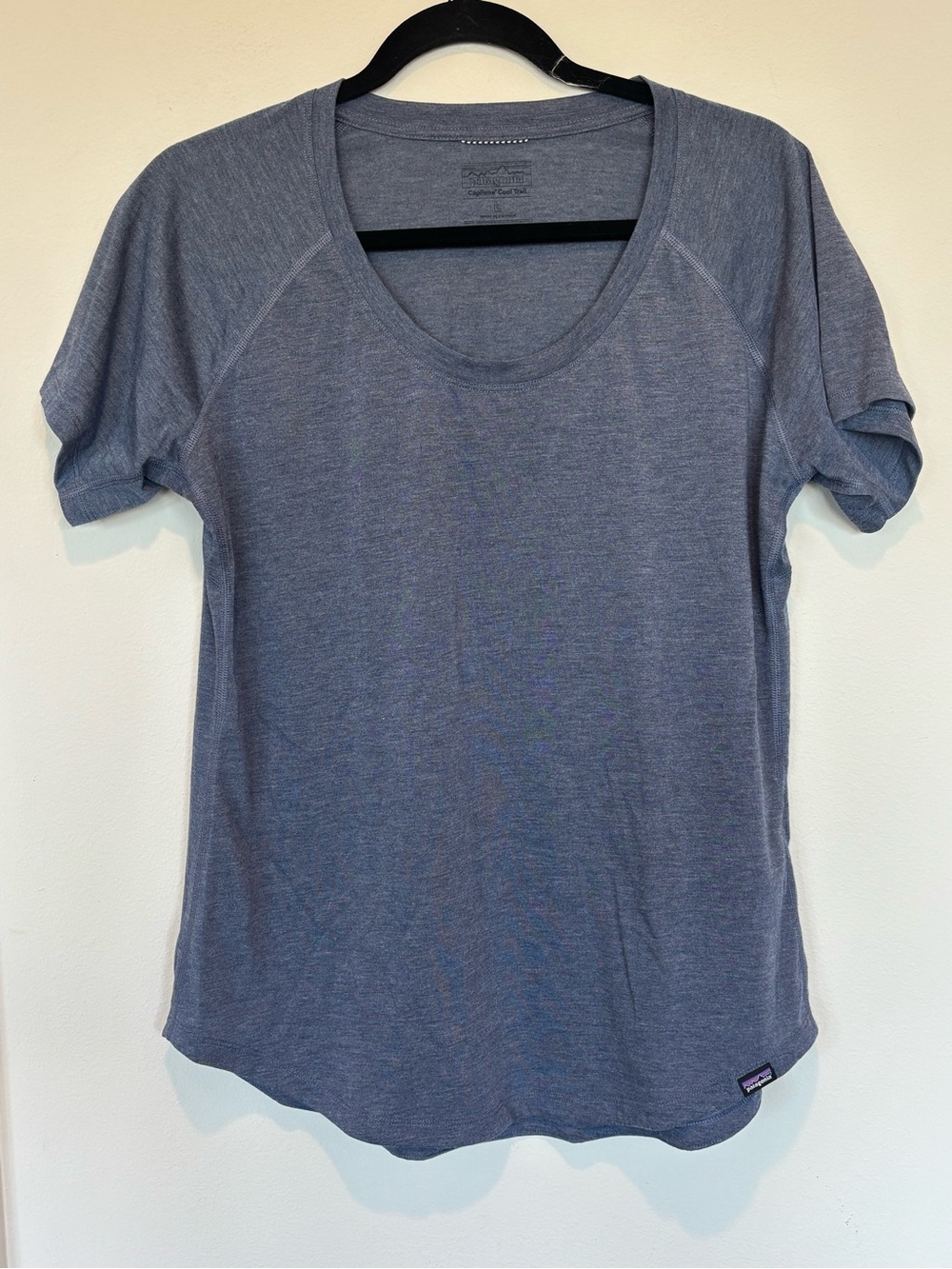 Patagonia Capilene Cool Women's Heather Slate Blue Scoop Neck Short Sleeve Tee